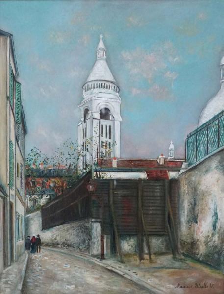 モーリス・ユトリロ《サン＝ヴァンサン通りとサクレ＝クール寺院》1916年頃 油彩・パネルに貼り付けたキャンヴァス 個人蔵