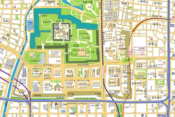 現在の名古屋城地図　出典：Network2010